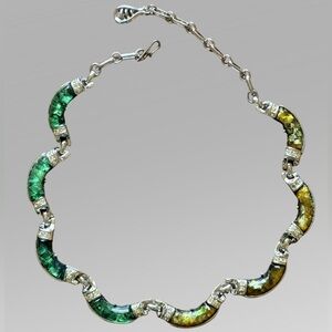 RARE Vintage MCM 1950’s Coro Confetti Lucite Chocker Necklace Rhinestone Pegasus